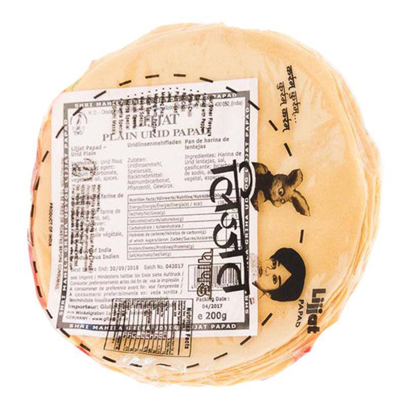 Lijjat Plain Urid Papad/Papadom 200g