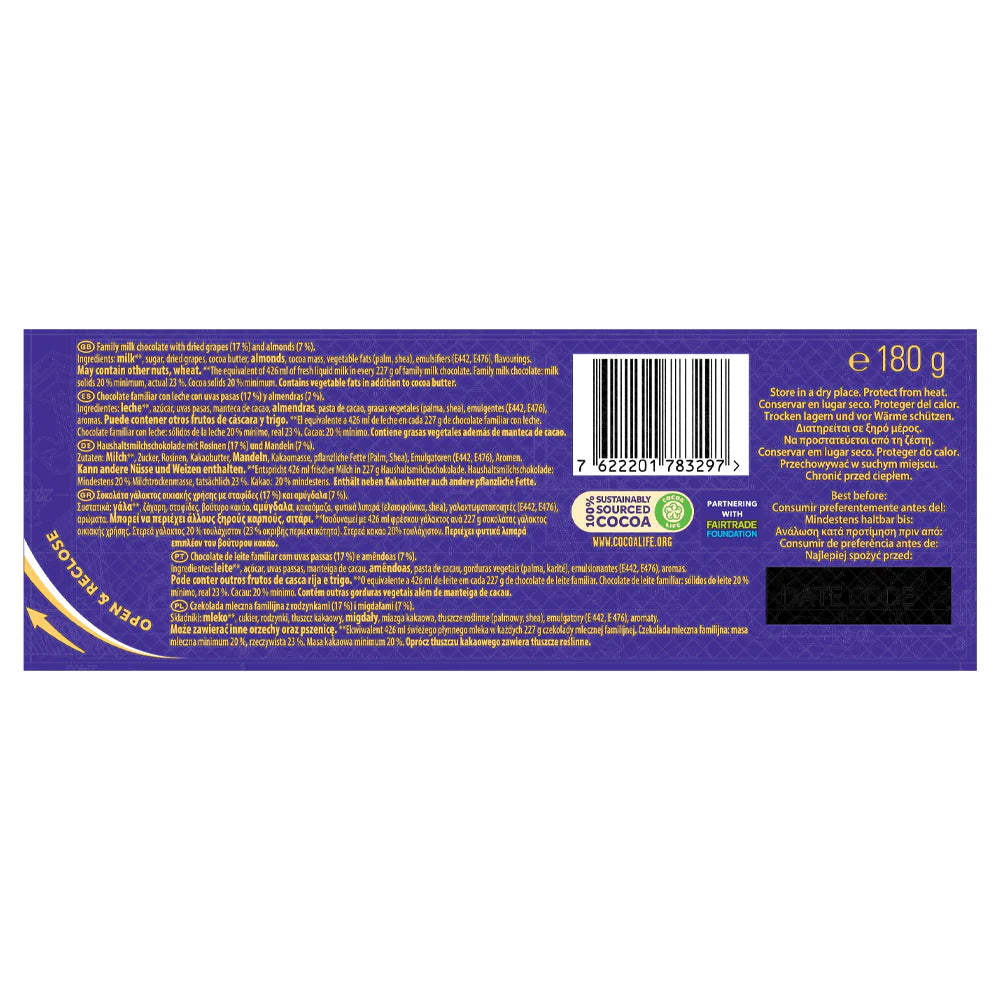 Cadbury Dairy Milk Chocolate Bar 180 g
