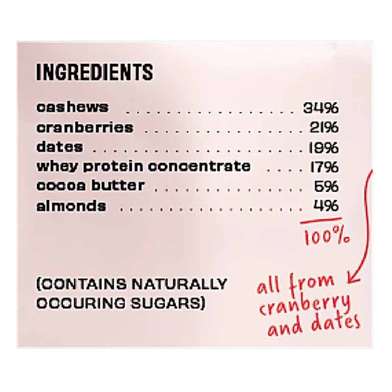 The Whole Truth Protein Bar – Cranberry (No Added Sugar, All Natural)
