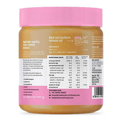 The Whole Truth Unsweetened Peanut Butter – Crunchy & Natural (For Baking & Spreads)