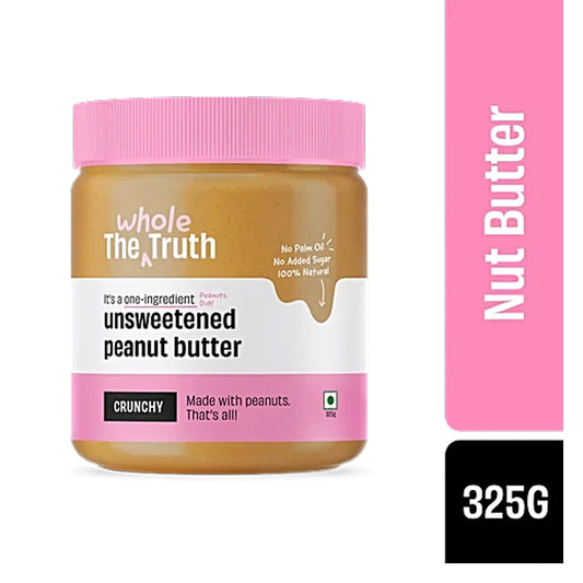 The Whole Truth Unsweetened Peanut Butter – Crunchy & Natural (For Baking & Spreads)