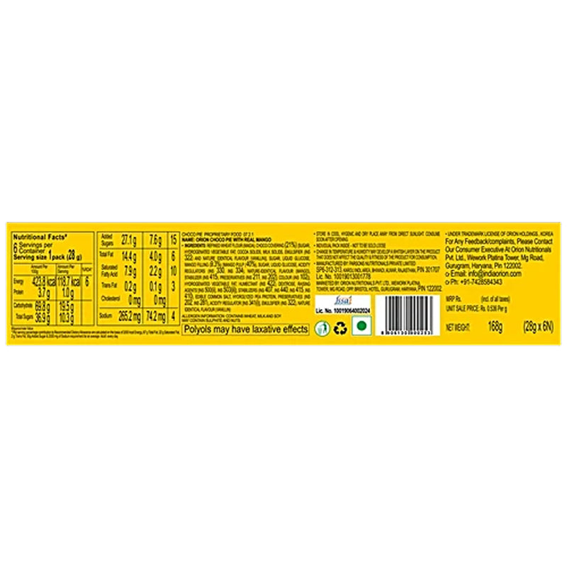 Orion Mango Choco Pie – 168 g (6 individually wrapped pies)