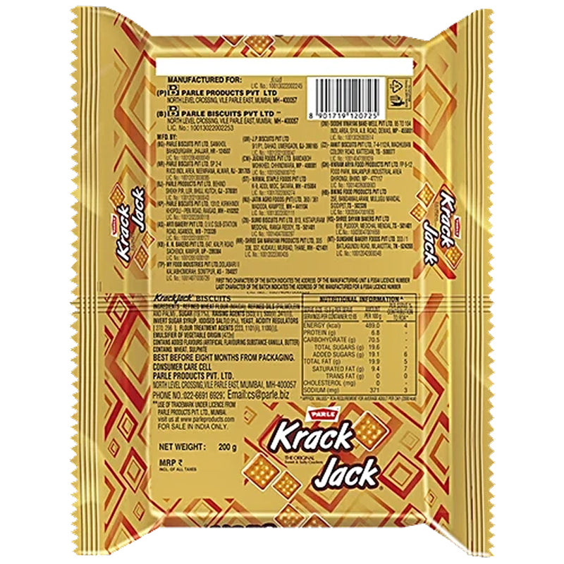 PARLE KRACKJACK BISCUIT - FAMILY PACK (4x60G)