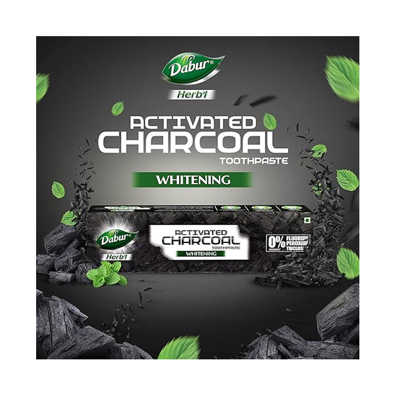 Dabur Herb’l Activated Charcoal Toothpaste – 100 g (Fluoride-Free)