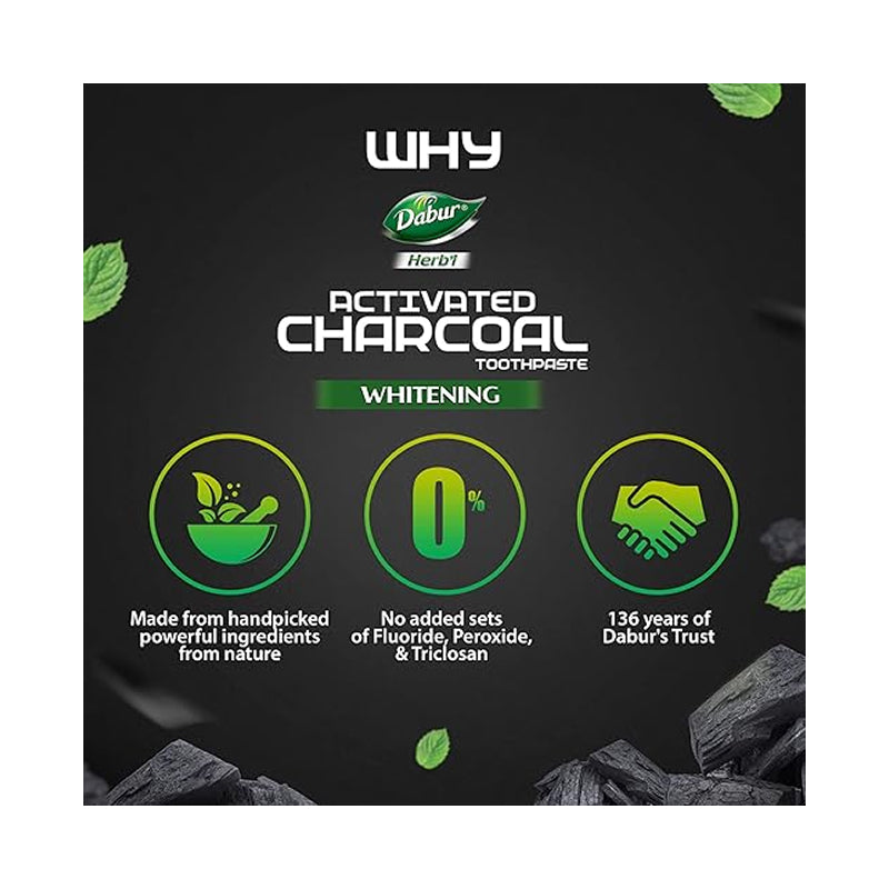 Dabur Herb’l Activated Charcoal Toothpaste – 100 g (Fluoride-Free)