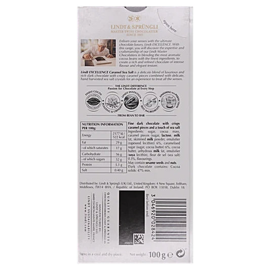 Lindt Excellence Dark Caramel with Sea Salt 100 g