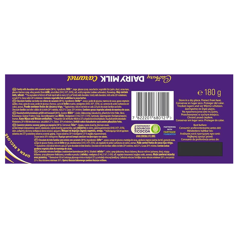 Cadbury Dairy Milk Caramel Chocolate Bar 180 g