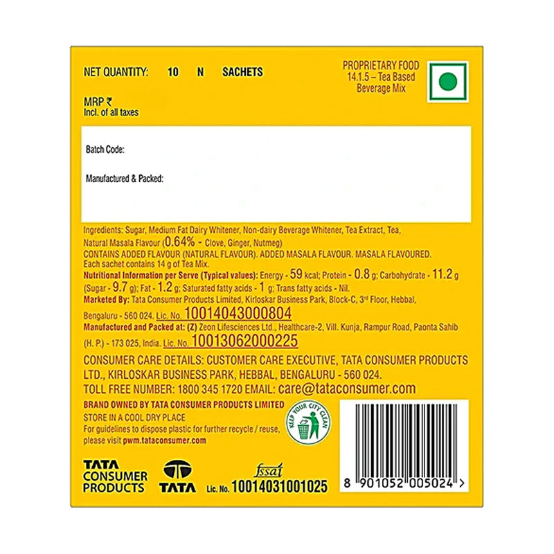 Tata Tea Quick Chai - Masala [10 Sachets]