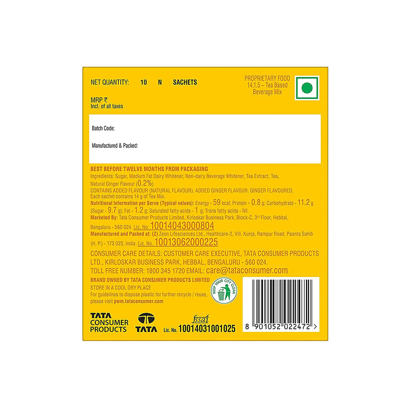 Tata Tea Quick Chai - Ginger [10 Sachets]