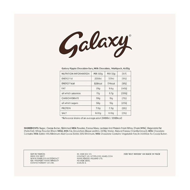 Galaxy Ripple Milk Chocolate Bar (210 g multipack)