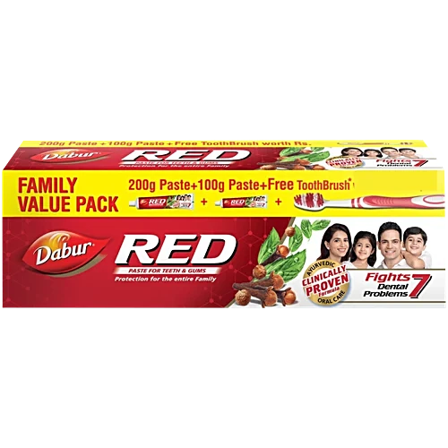 Dabur Red Ayurvedic Fluoride Free Toothpaste, 300 g (200 + 100 g)