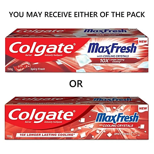 Colgate MaxFresh Toothpaste, Red Gel Paste with Menthol for Super Fresh Breath, 150g (Spicy Fresh), 150 g