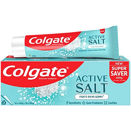 Colgate Active Salt Anticavity Toothpaste, 300 g (1 x 200 + 1 x 100 g)