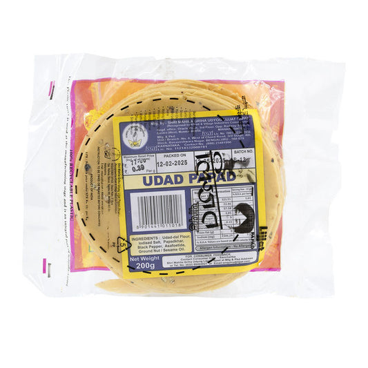 Lijjat Plain Urid Papad/Papadom 200g